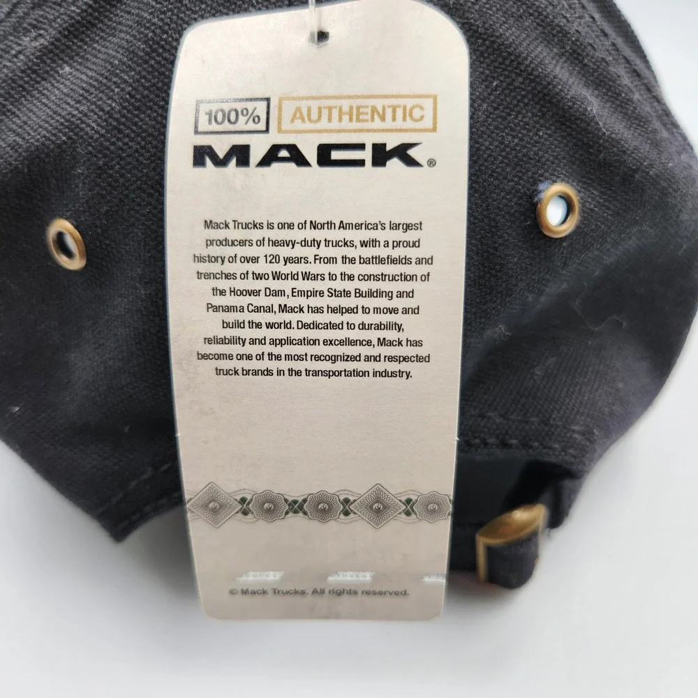 Mack Hat Black Adjustable Strapback Cap Trucks Embroidered Bulldog Logo NWT - Picture 7 of 9